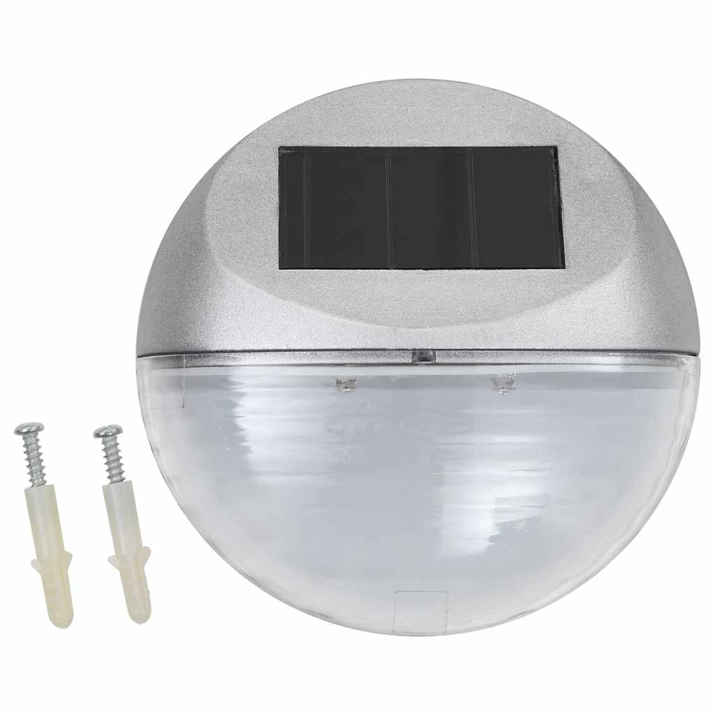 Päikesepatareiga seinavalgustid, LED, 24 tk ümmargune, hõbedane