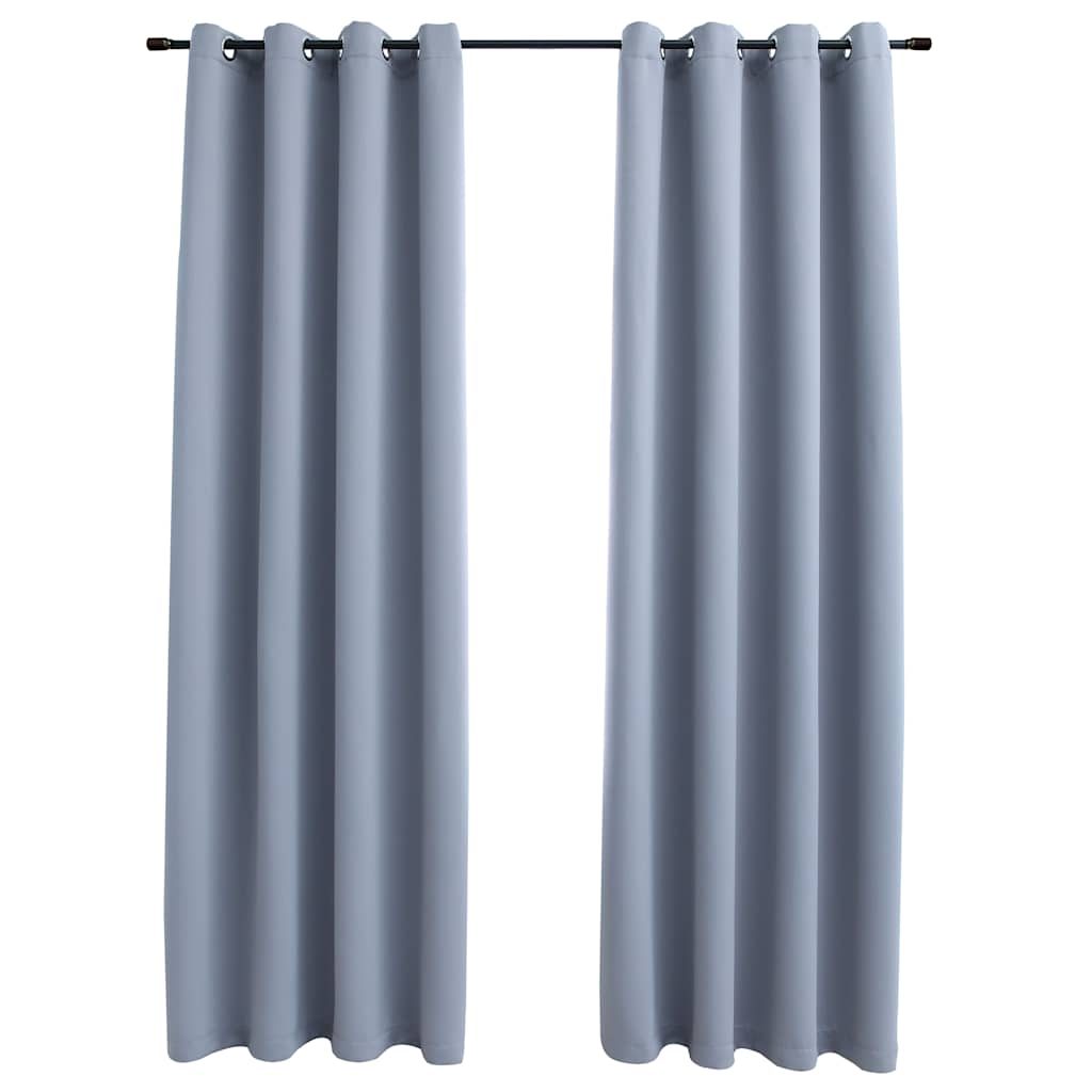 Pimendavad kardinad metallrõngastega 2 tk, hall, 140 x 245 cm