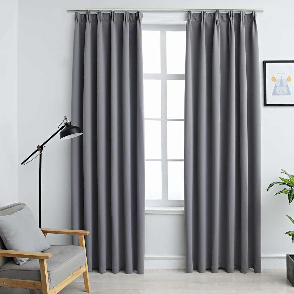 Pimendavad kardinad konksudega, 2 tk, hall, 140 x 175 cm