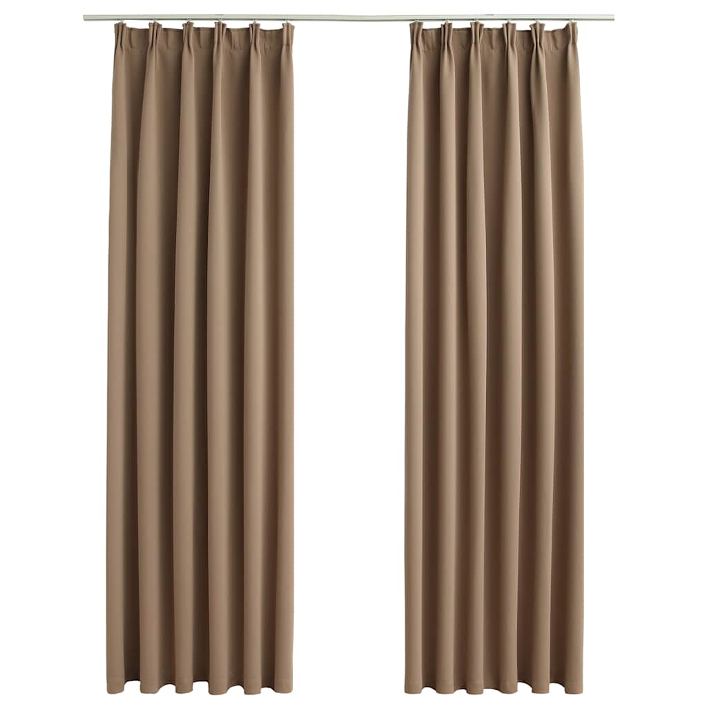Pimendavad kardinad konksudega, 2 tk pruunikashall 140 x 175 cm