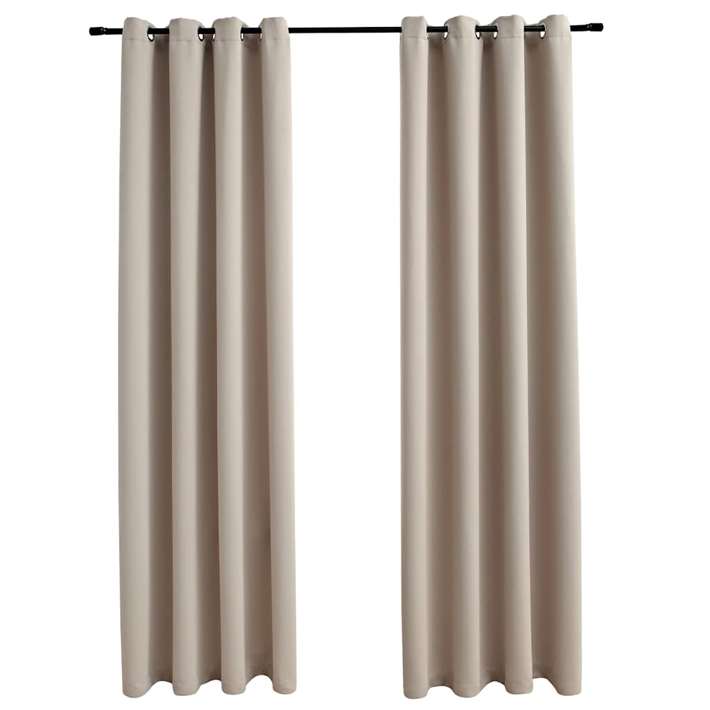 Pimendavad kardinad metallrõngastega 2 tk, beež, 140 x 225 cm