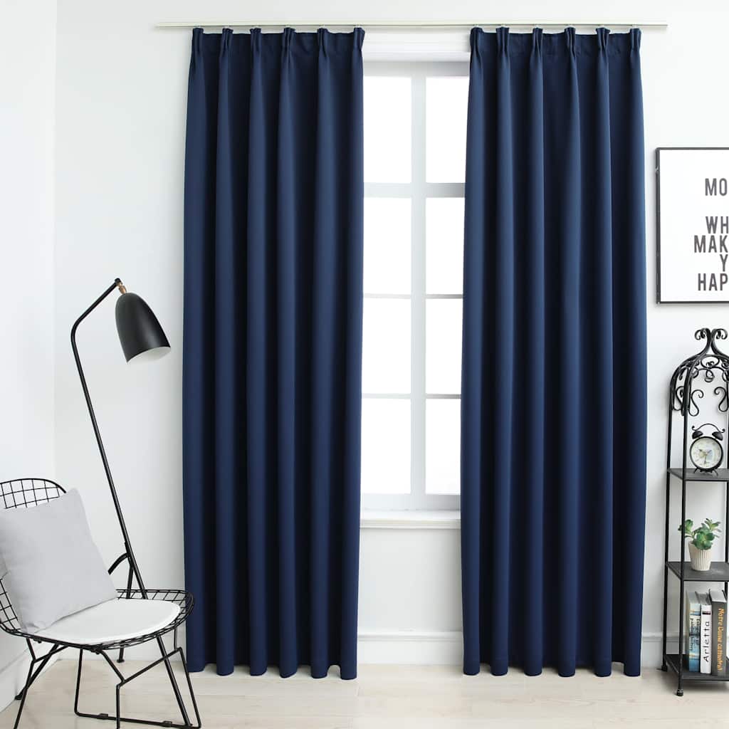 Pimendavad kardinad konksudega, 2 tk, sinine, 140 x 175 cm