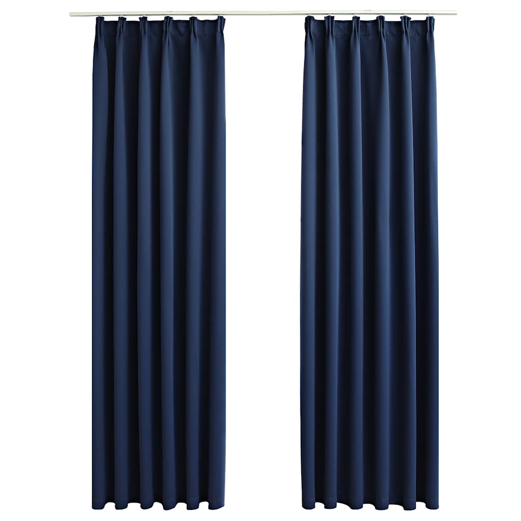 Pimendavad kardinad konksudega, 2 tk, sinine, 140 x 225 cm