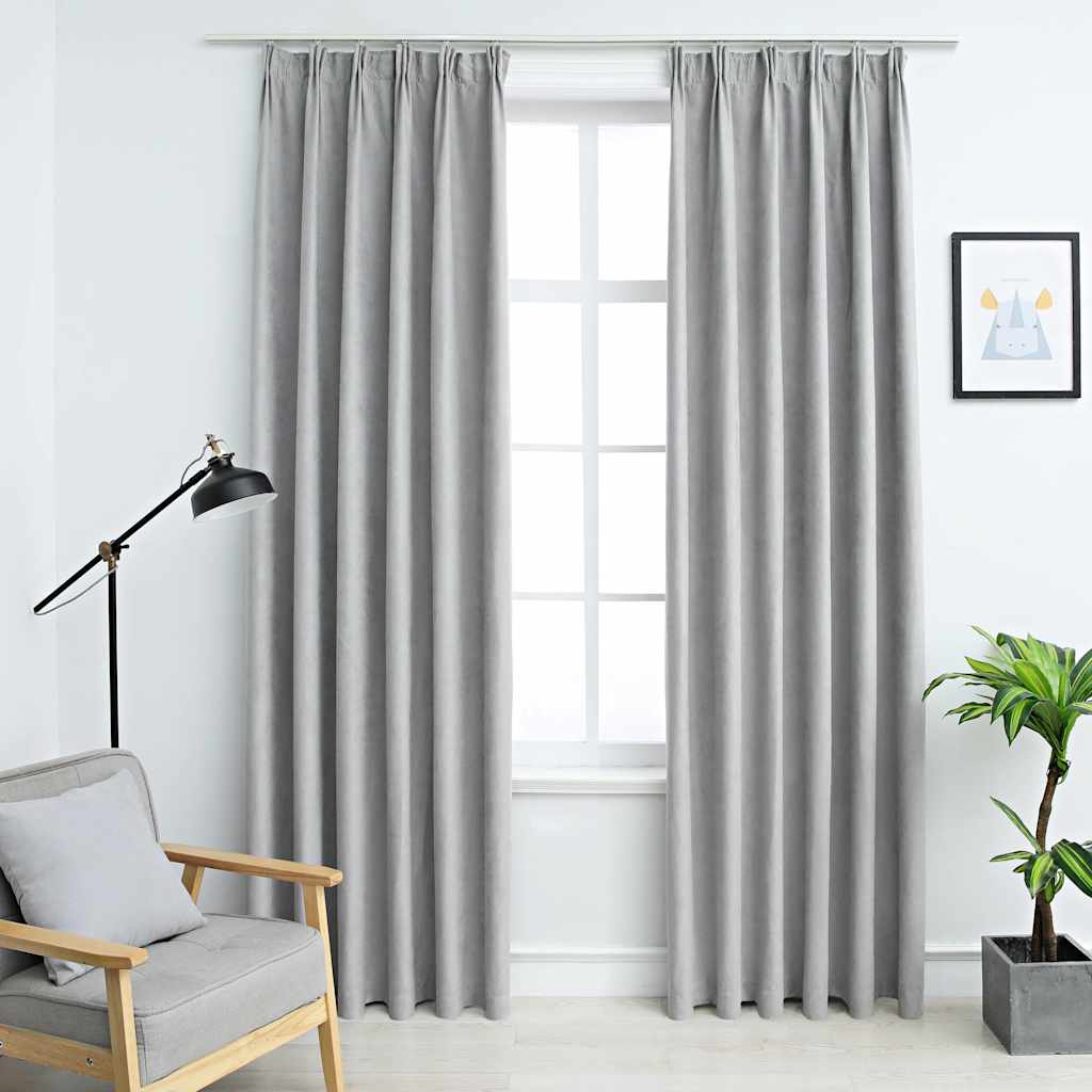 Pimendavad kardinad konksudega, 2 tk, hall, 140 x 175 cm