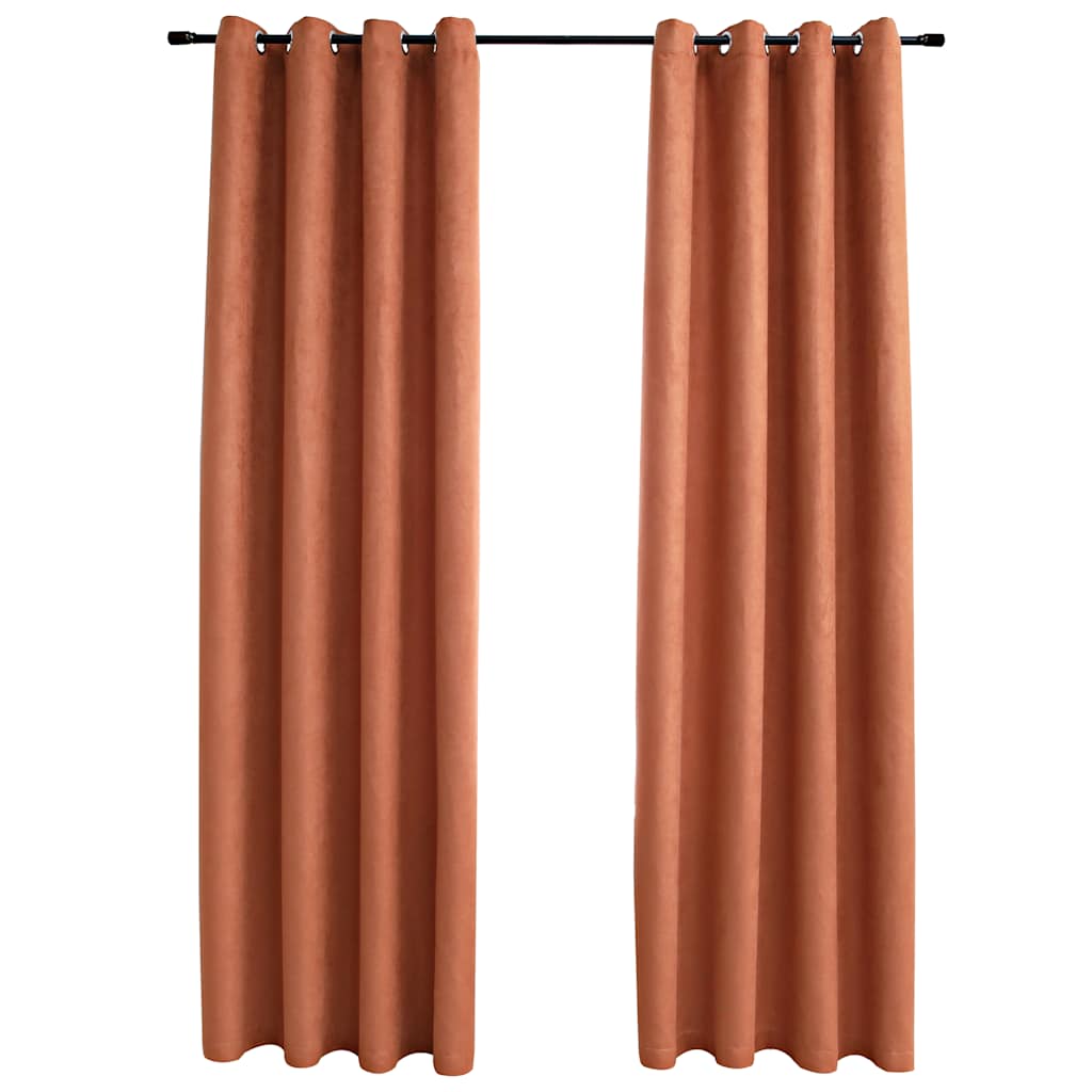Pimendavad kardinad metallrõngastega 2 tk, rooste, 140 x 245 cm