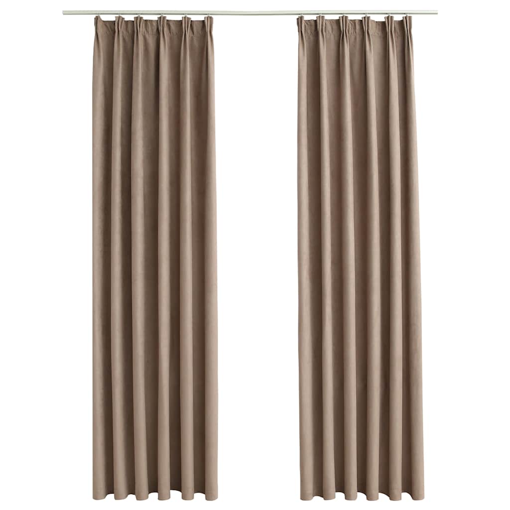 Pimendavad kardinad konksudega, 2 tk pruunikashall 140 x 225 cm