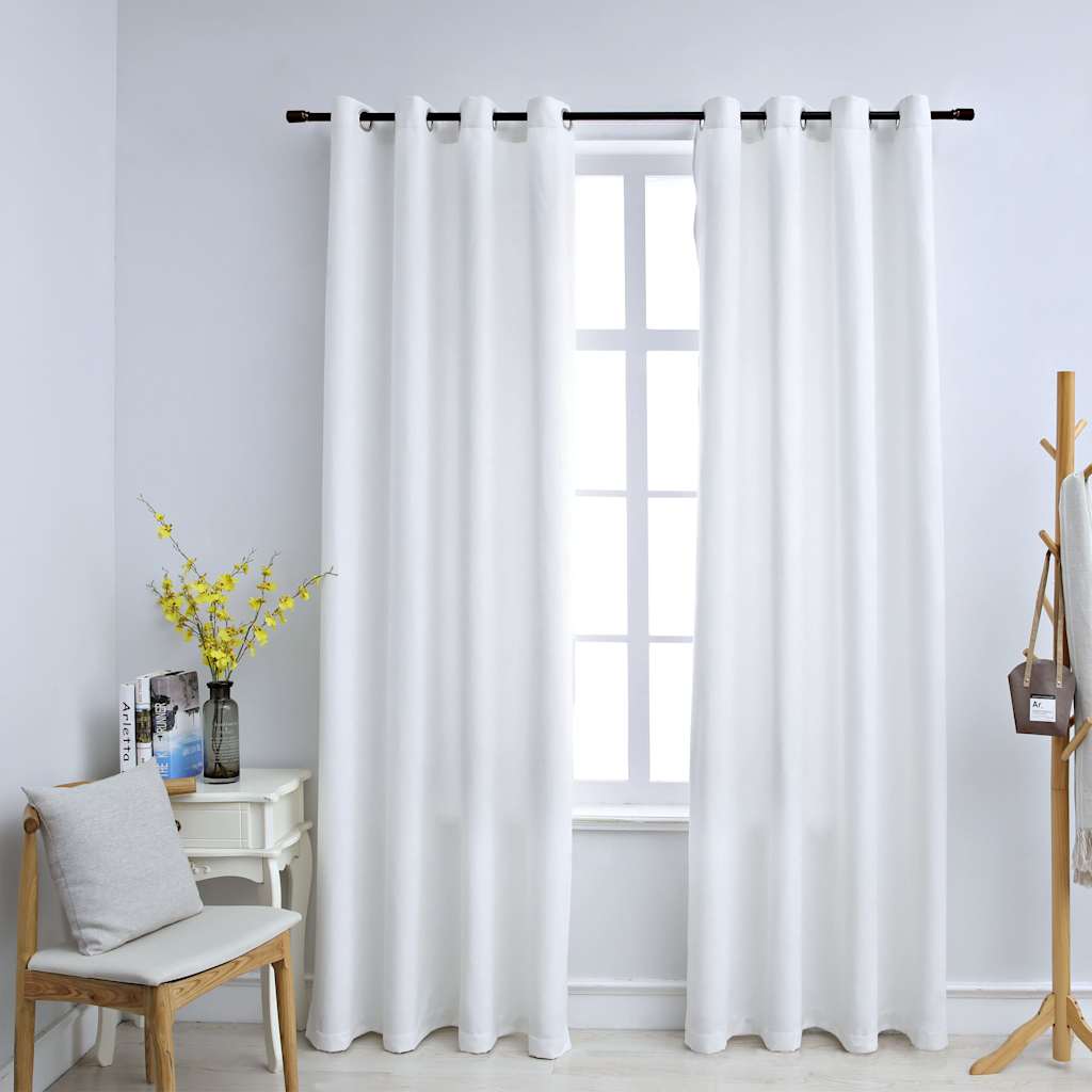 Pimendavad kardinad metallrõngastega 2 tk, valge, 140 x 175 cm