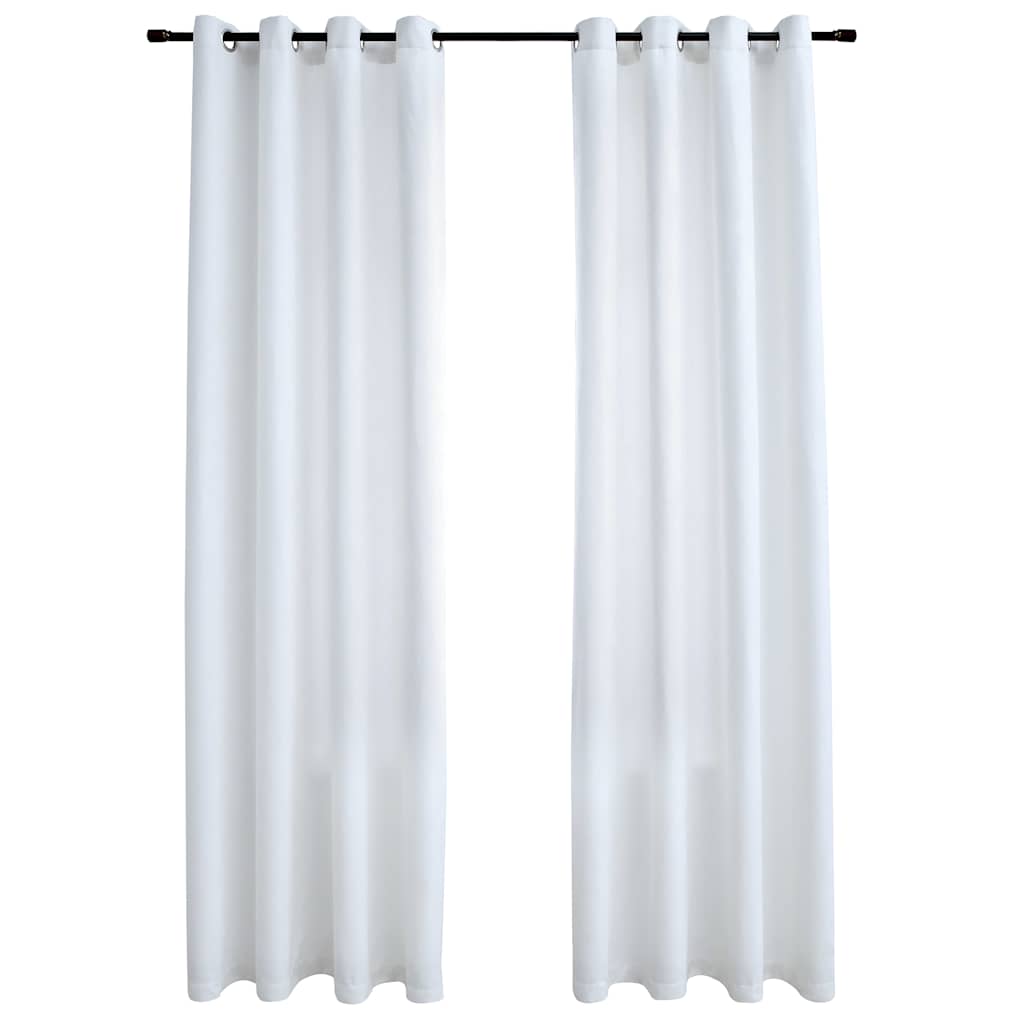 Pimendavad kardinad metallrõngastega 2 tk, valge, 140 x 225 cm