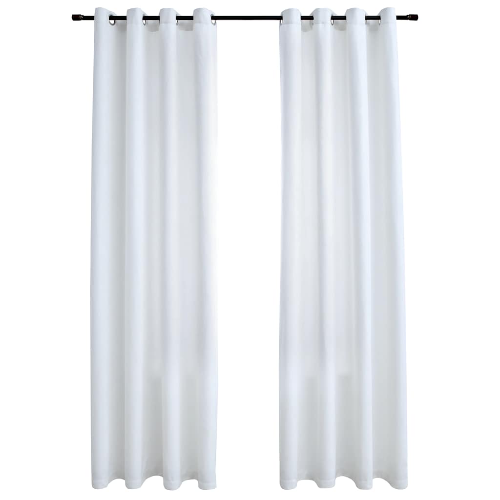 Pimendavad kardinad metallrõngastega 2 tk, valge, 140 x 245 cm