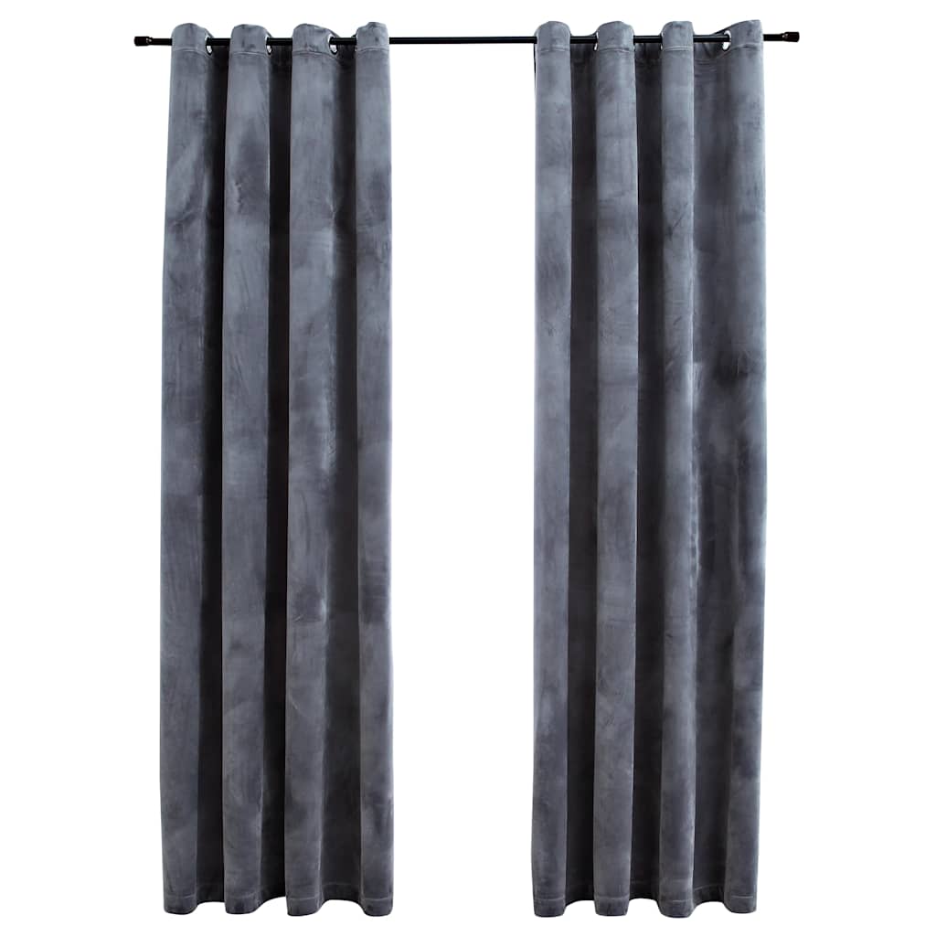 Pimendavad kardinad rõngastega 2 tk samet antratsiit 140x175 cm