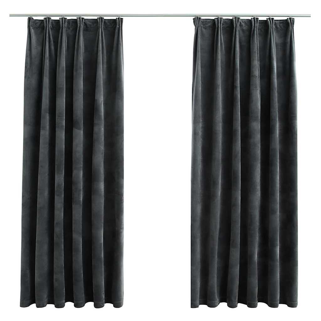 Pimendavad kardinad 2 tk konksud, samet, antratsiit, 140x175 cm
