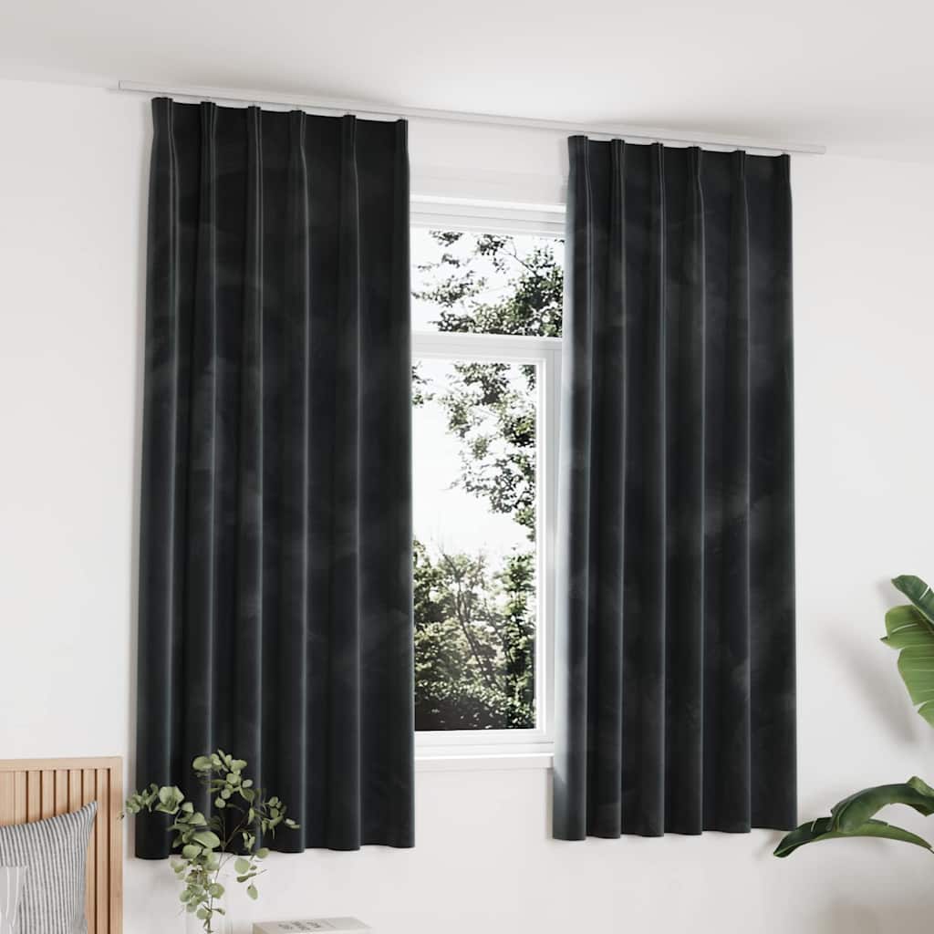 Pimendavad kardinad 2 tk konksud, samet, antratsiit, 140x175 cm
