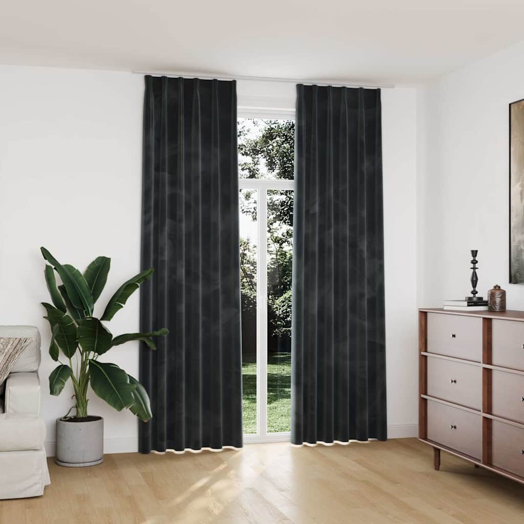 Pimendavad kardinad 2 tk konksud, samet, antratsiit, 140x245 cm