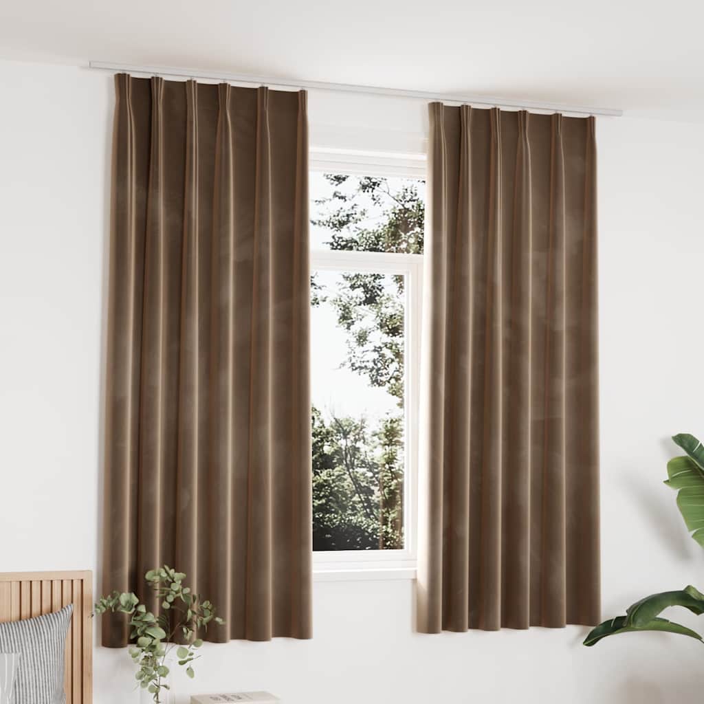 Pimendavad kardinad 2 tk konksud, samet, beež, 140x175 cm