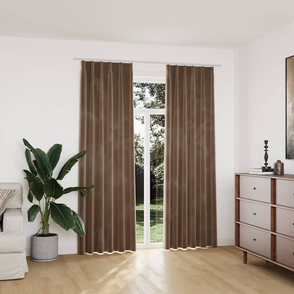 Pimendavad kardinad 2 tk konksudega, samet, beež, 140 x 225 cm