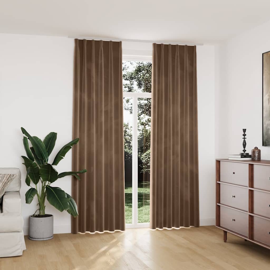 Pimendavad kardinad 2 tk konksudega, samet, beež, 140 x 245 cm