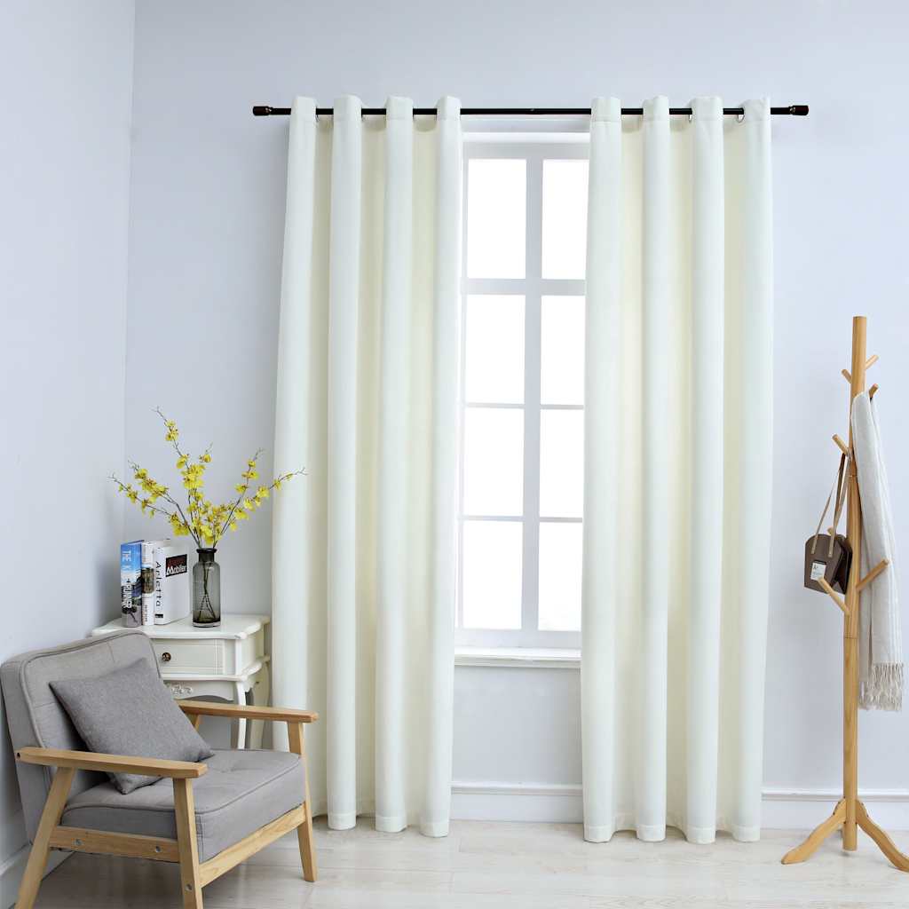 Pimendavad kardinad rõngastega 2 tk, samet, kreemjas, 140x245cm