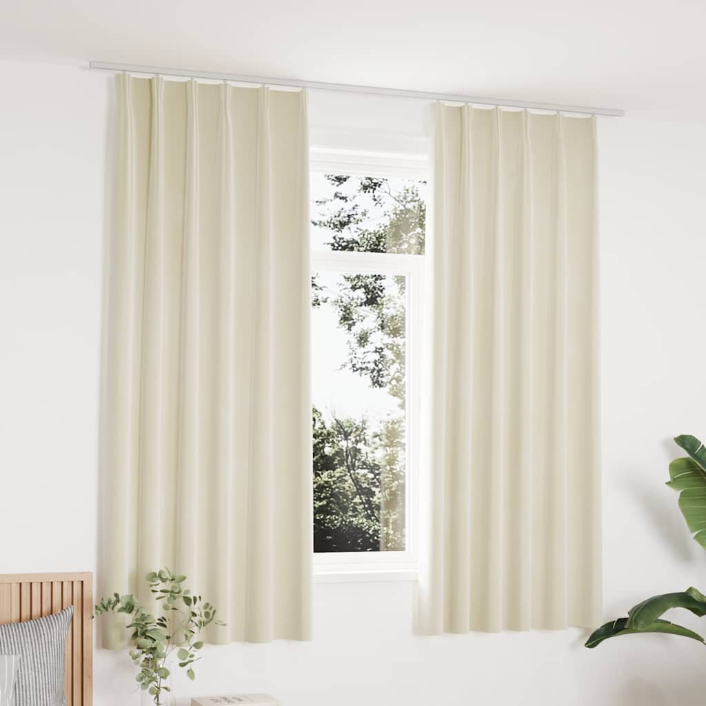 Pimendavad kardinad 2 tk konksud, samet, kreemjas, 140x175 cm