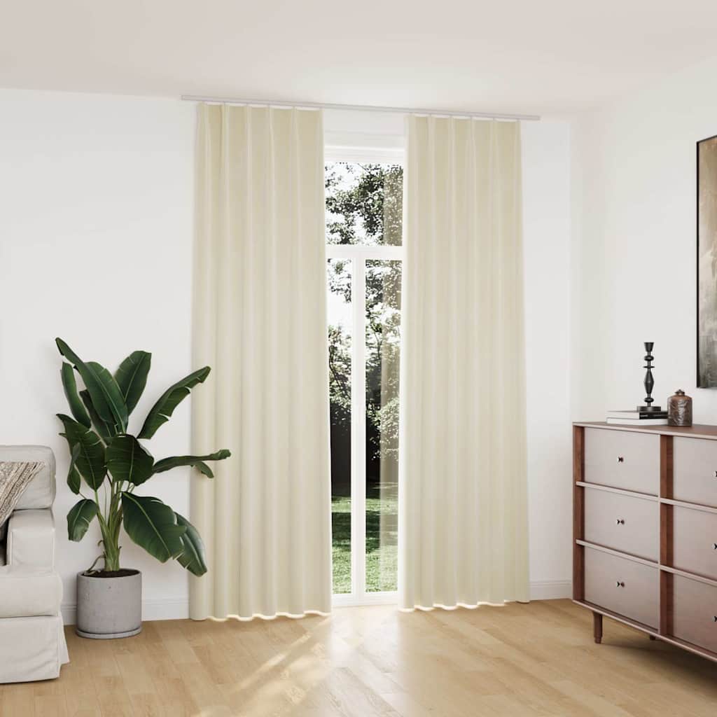 Pimendavad kardinad 2 tk konksud, samet, kreemjas, 140 x 245 cm