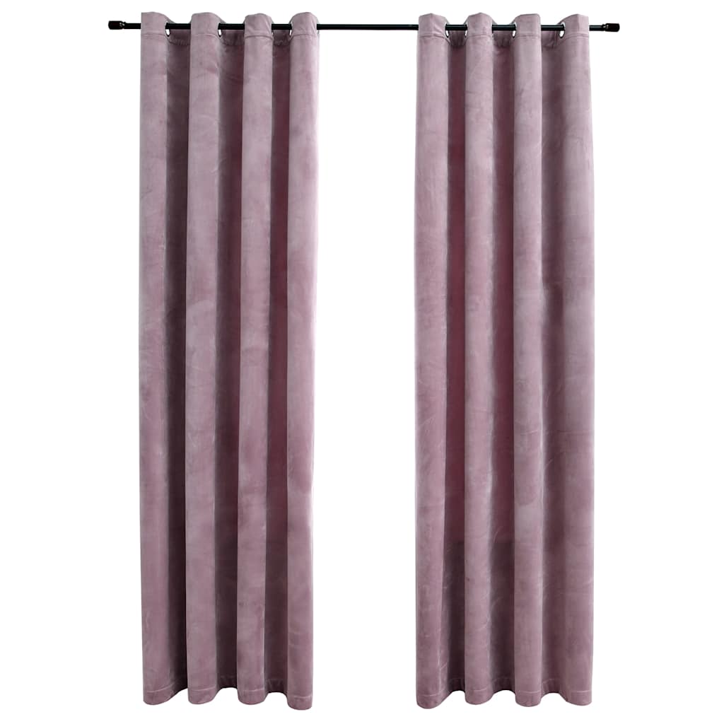 Pimendavad kardinad rõngastega 2 tk samet antiikroosa 140x225cm