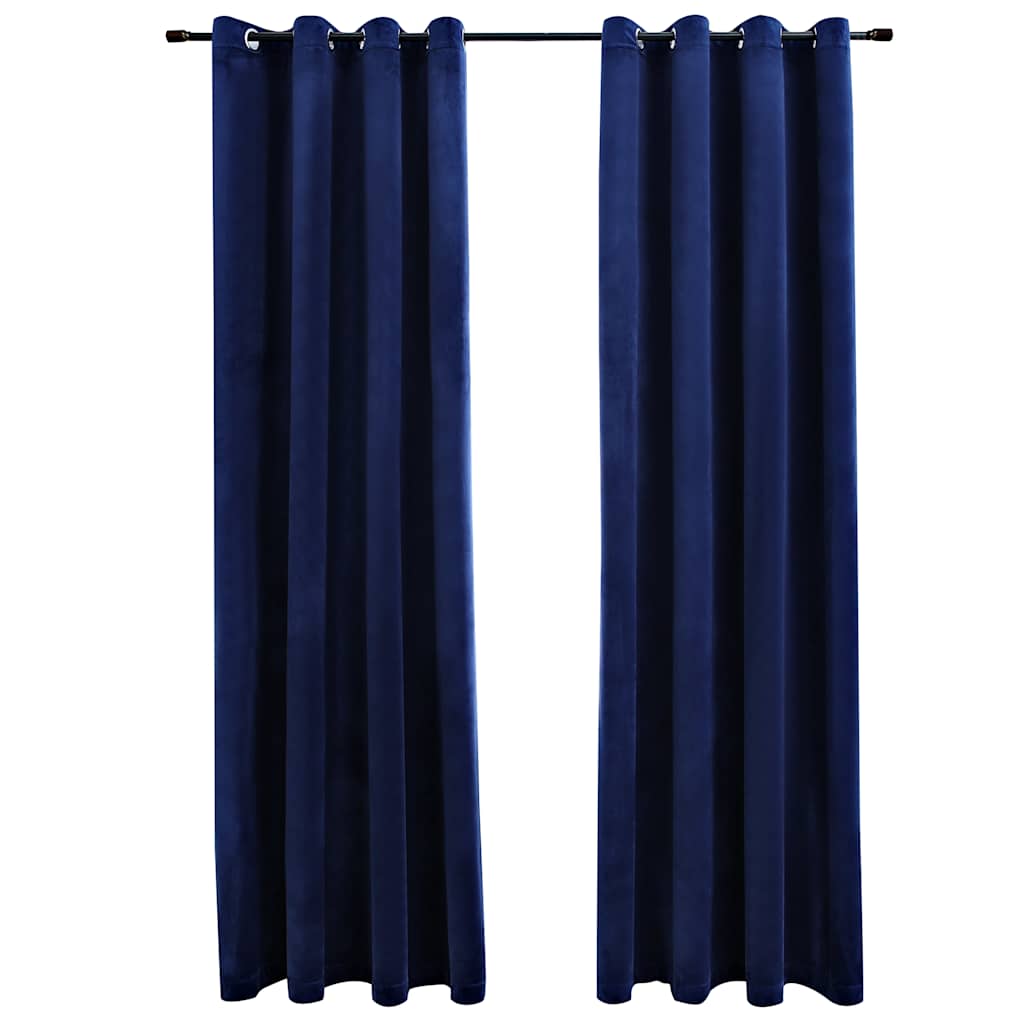 Pimendavad kardinad rõngastega 2 tk samet tumesinine 140x175 cm
