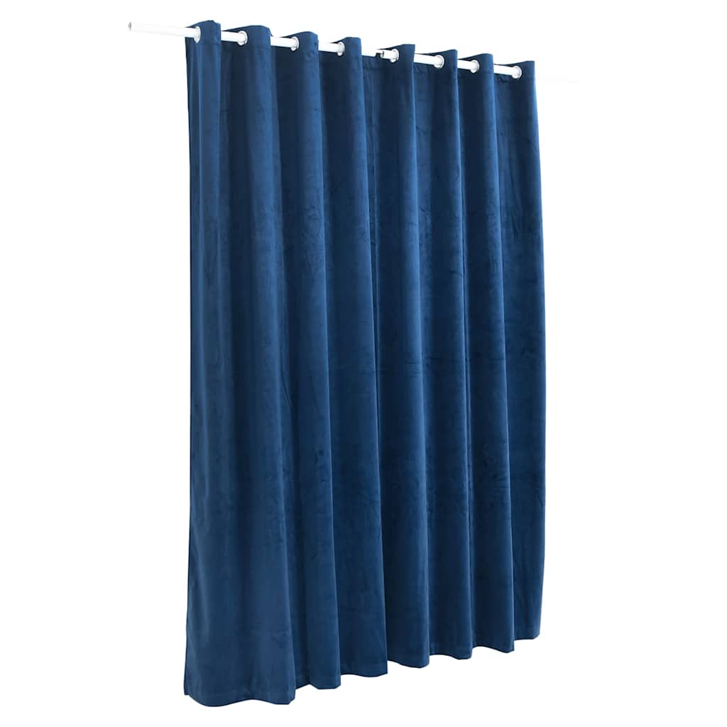 Pimendav kardin metallrõngastega, samet, tumesinine, 290x245 cm