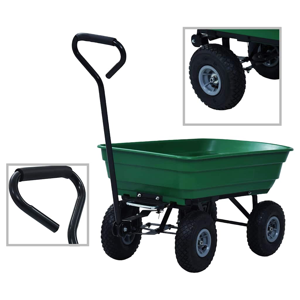 Aia kallutatav käsikäru 300 kg 75 l roheline