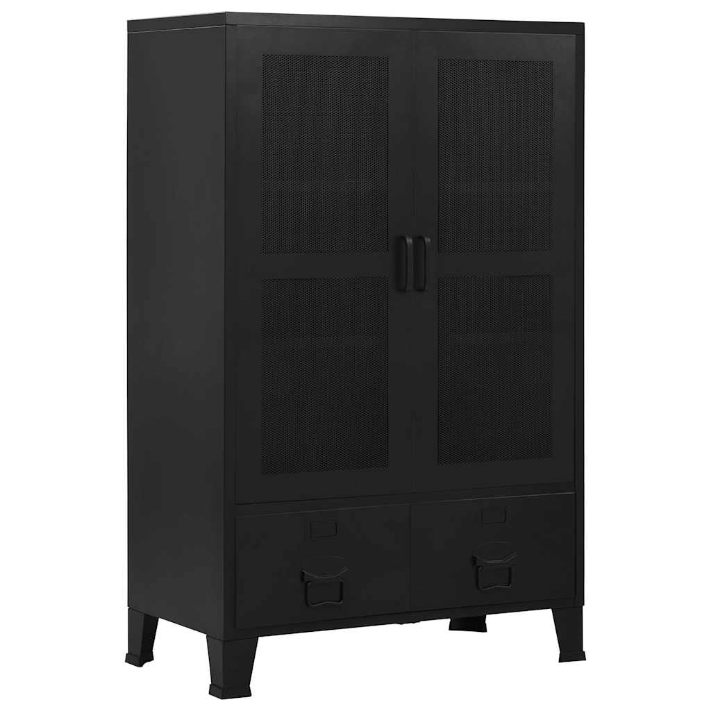 Dokumendikapp võrgust ustega tööstuslik must 75x40x120 cm teras