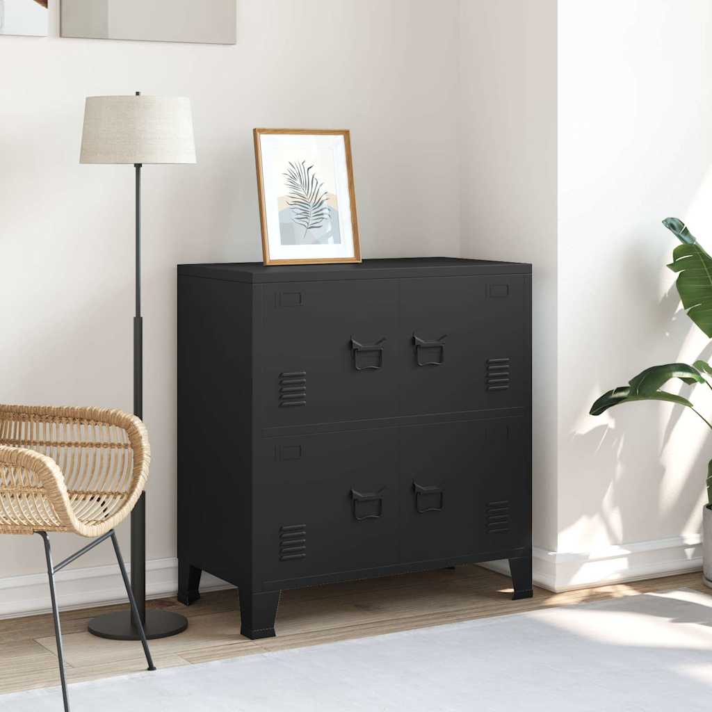 Tööstuslik hoiukirst must 75x40x80 cm teras