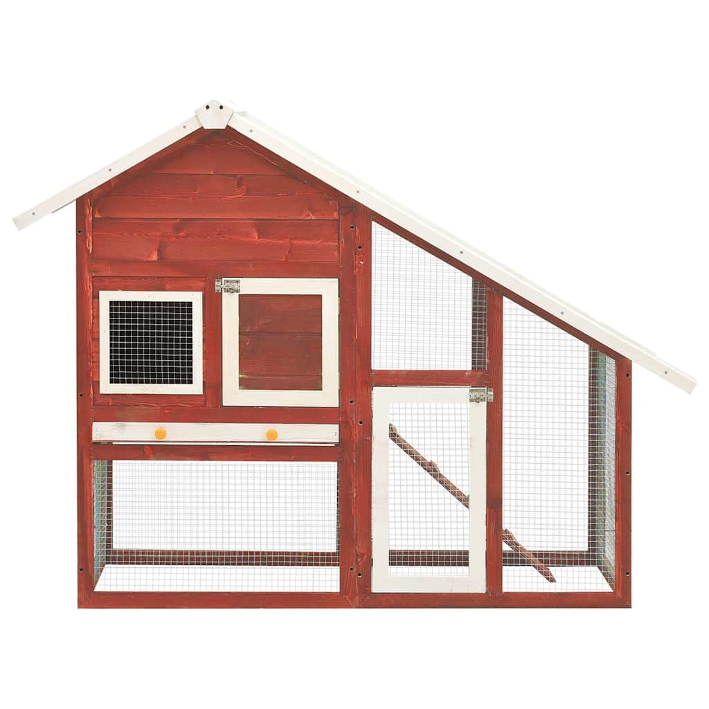 Küülikupuur, punane ja valge, 140x63x120 cm, kuusepuidust