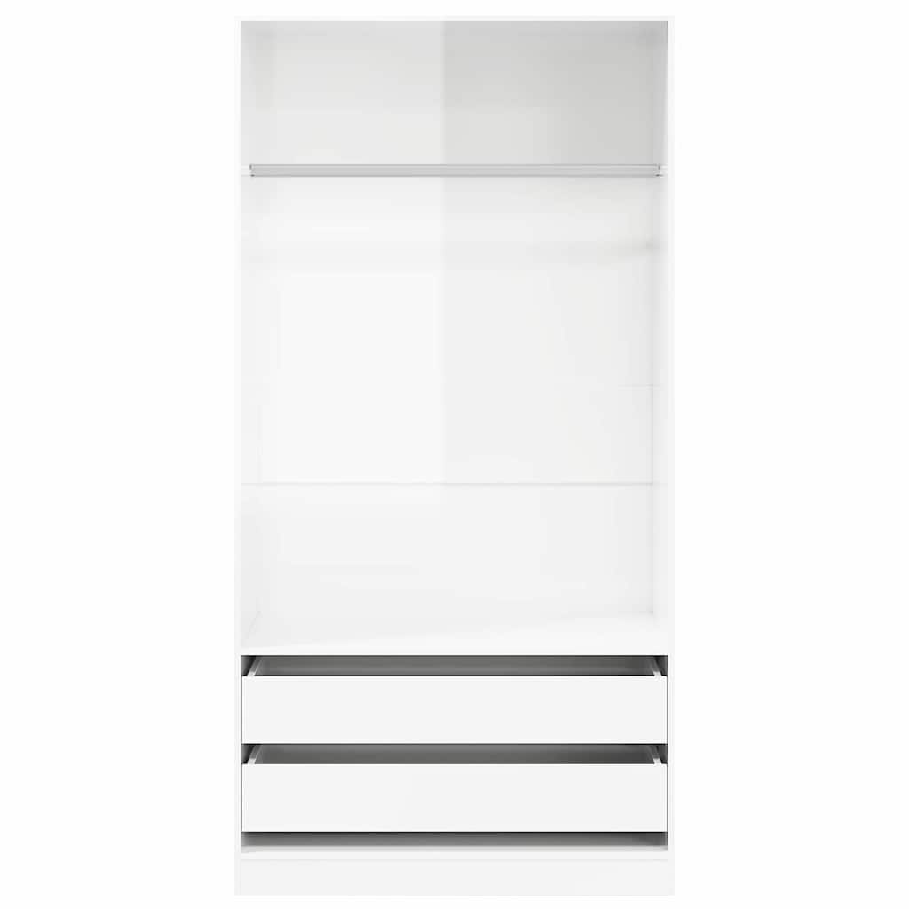 Garderoob kõrgläikega valge 100 x 50 x 200 cm tehispuit
