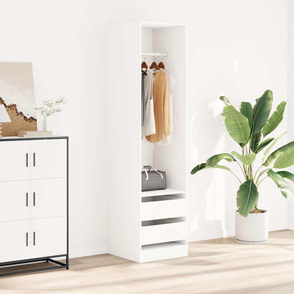 Garderoob sahtlitega valge 50x50x200 cm tehispuit