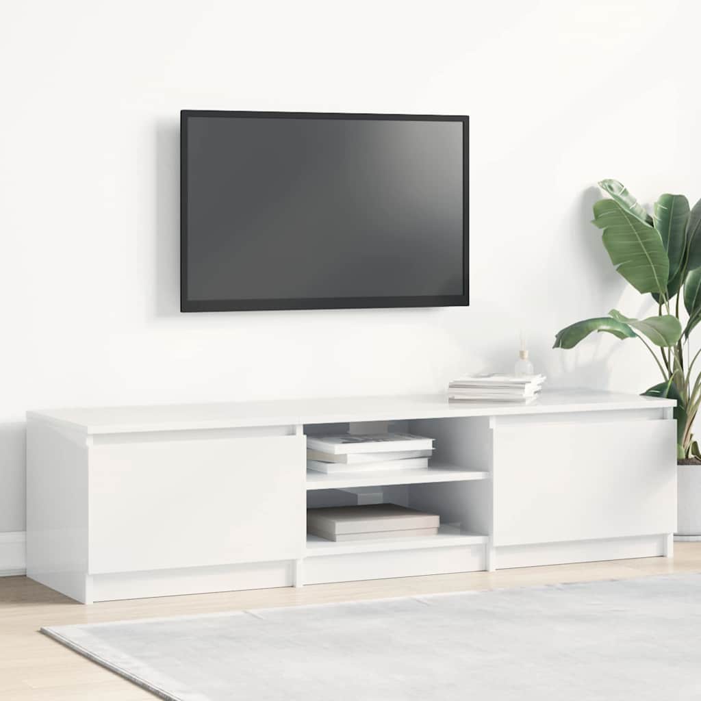 Telerikapp, kõrgläikega valge, 140 x 40 x 35,5, tehispuit