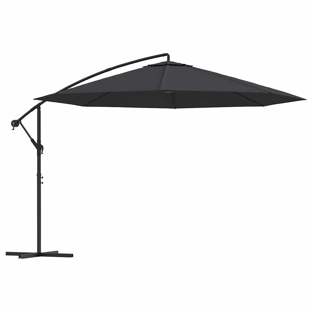 Konsooldisainiga päikesevari, teraspost, 350 cm must