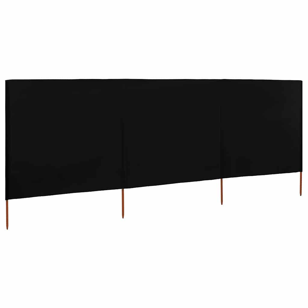 Tuulekaitse sein 3 paneelist, kangas, 400 x 120 cm must