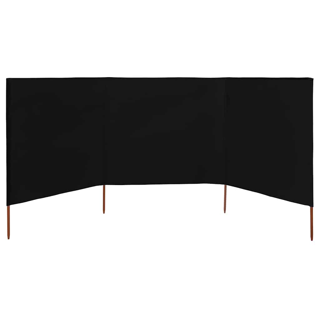 Tuulekaitse sein 3 paneelist, kangas, 400 x 120 cm must