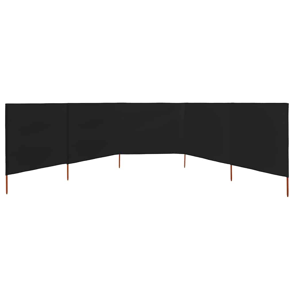 Tuulekaitse sein 5 paneelist, kangas 600 x 120 cm must
