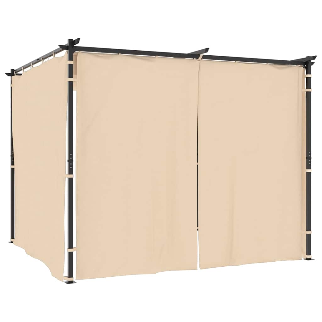 Varjualune kardinatega, 3 x 3 m, kreemjasvalge, teras