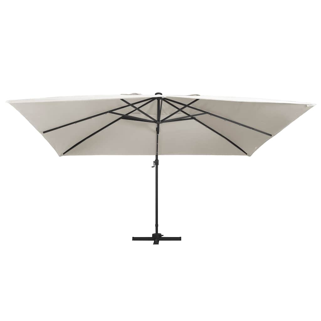 Päikesevari LED-tuledega, alumiiniumpost, 400x300 cm, liiv