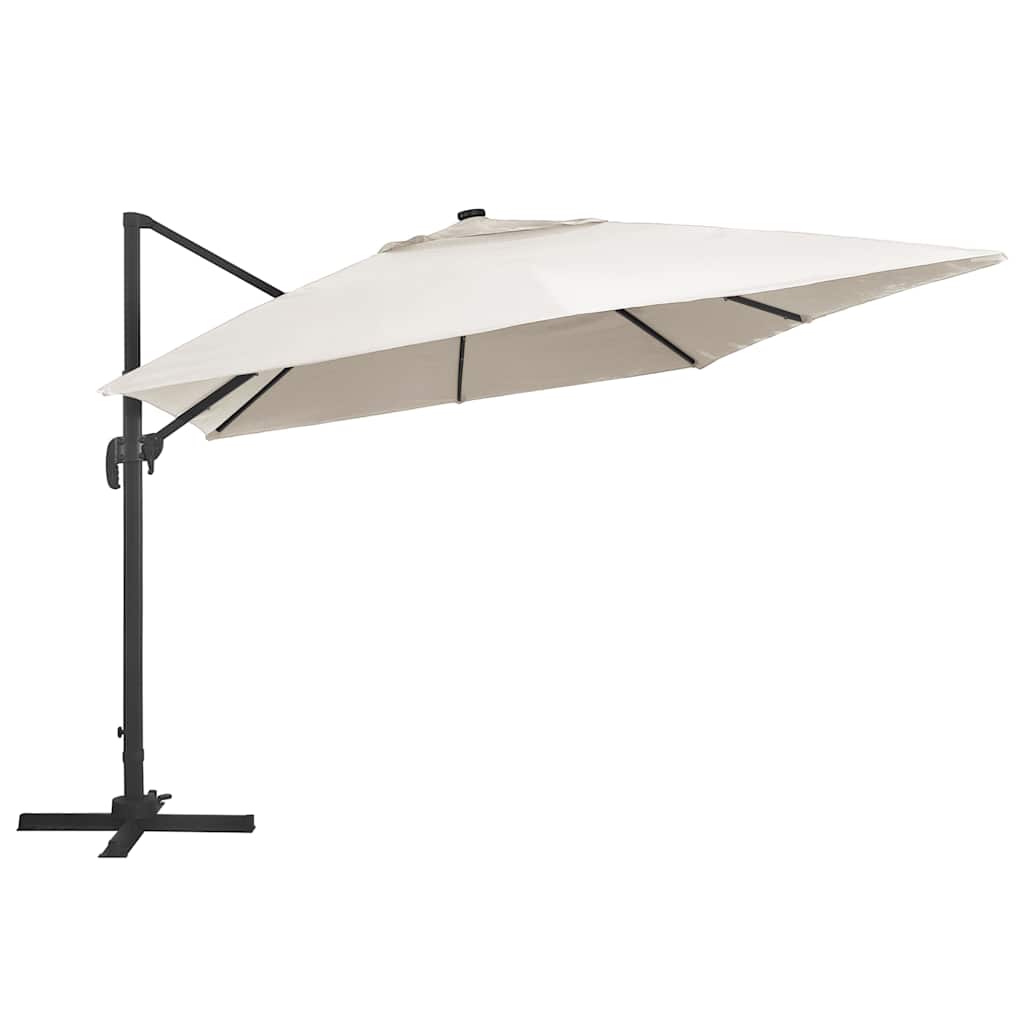 Päikesevari LED-tuledega, alumiiniumpost, 400x300 cm, liiv