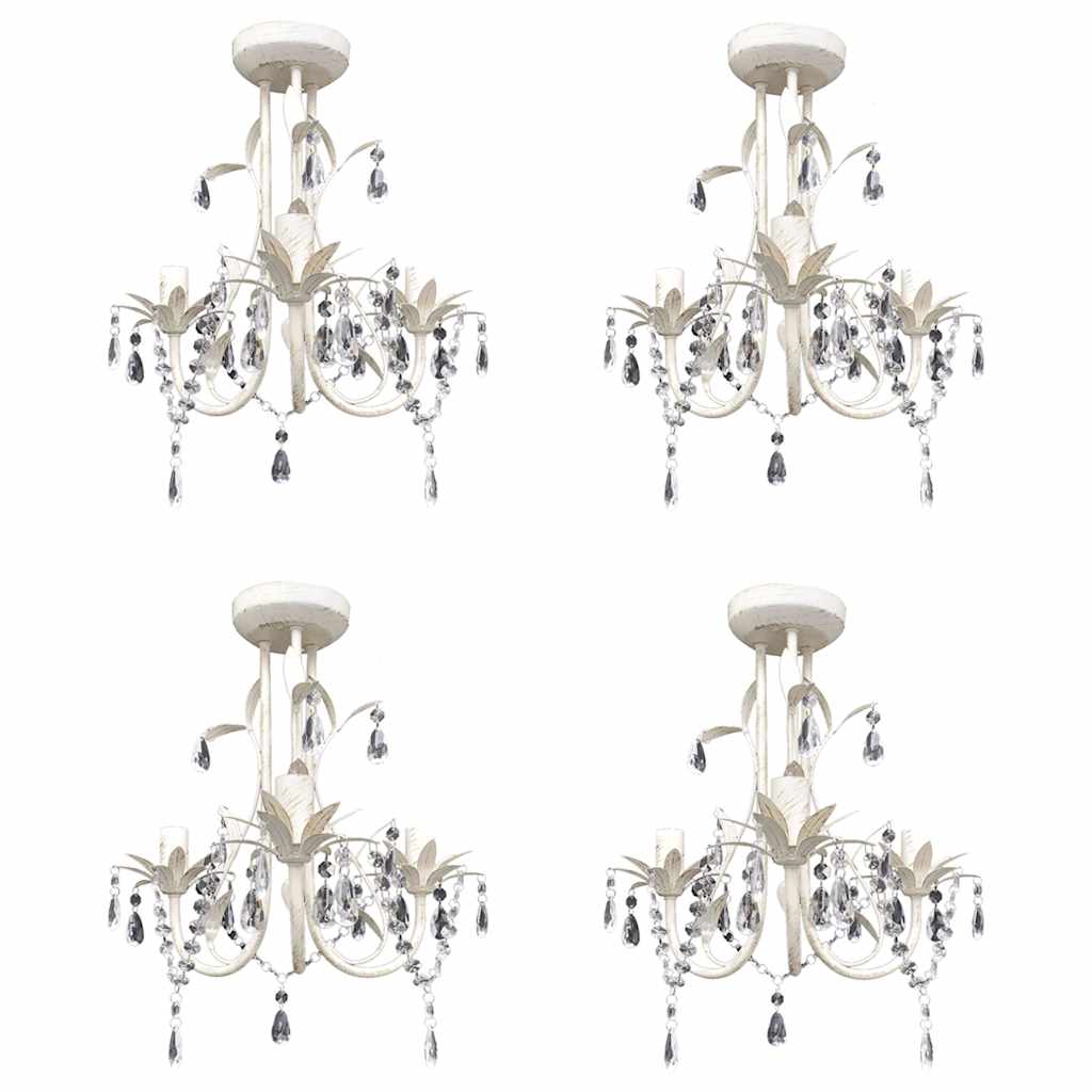 Kristallist rippvalgusti-lühter 4 tk elegantne, valge