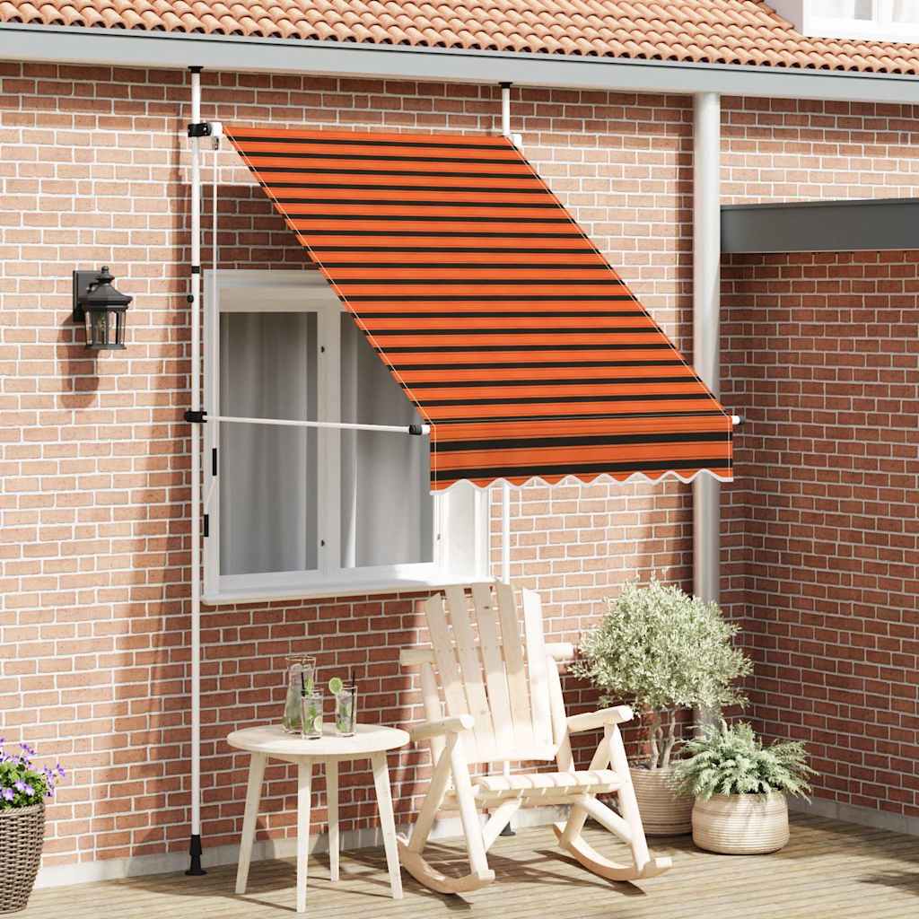 Käsitsi sissetõmmatav varikatus, 150 cm, oranž ja pruun