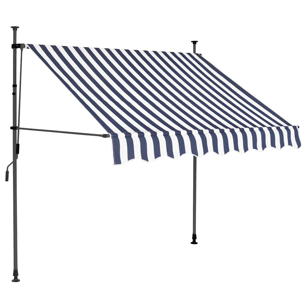 Käsitsi sissetõmmatav varikatus, LED, 150 cm sinine ja valge
