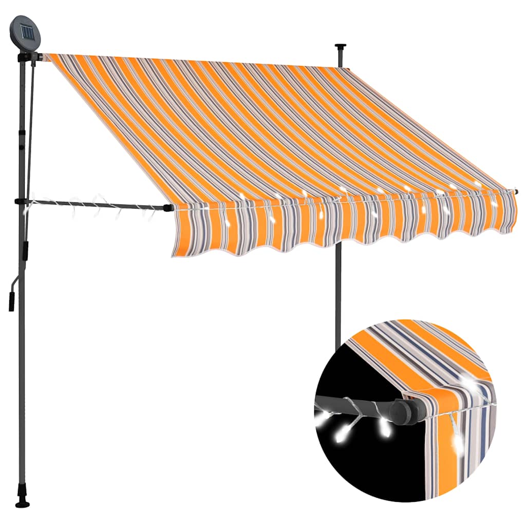 Käsitsi sissetõmmatav varikatus, LED, 150 cm, kollane ja sinine
