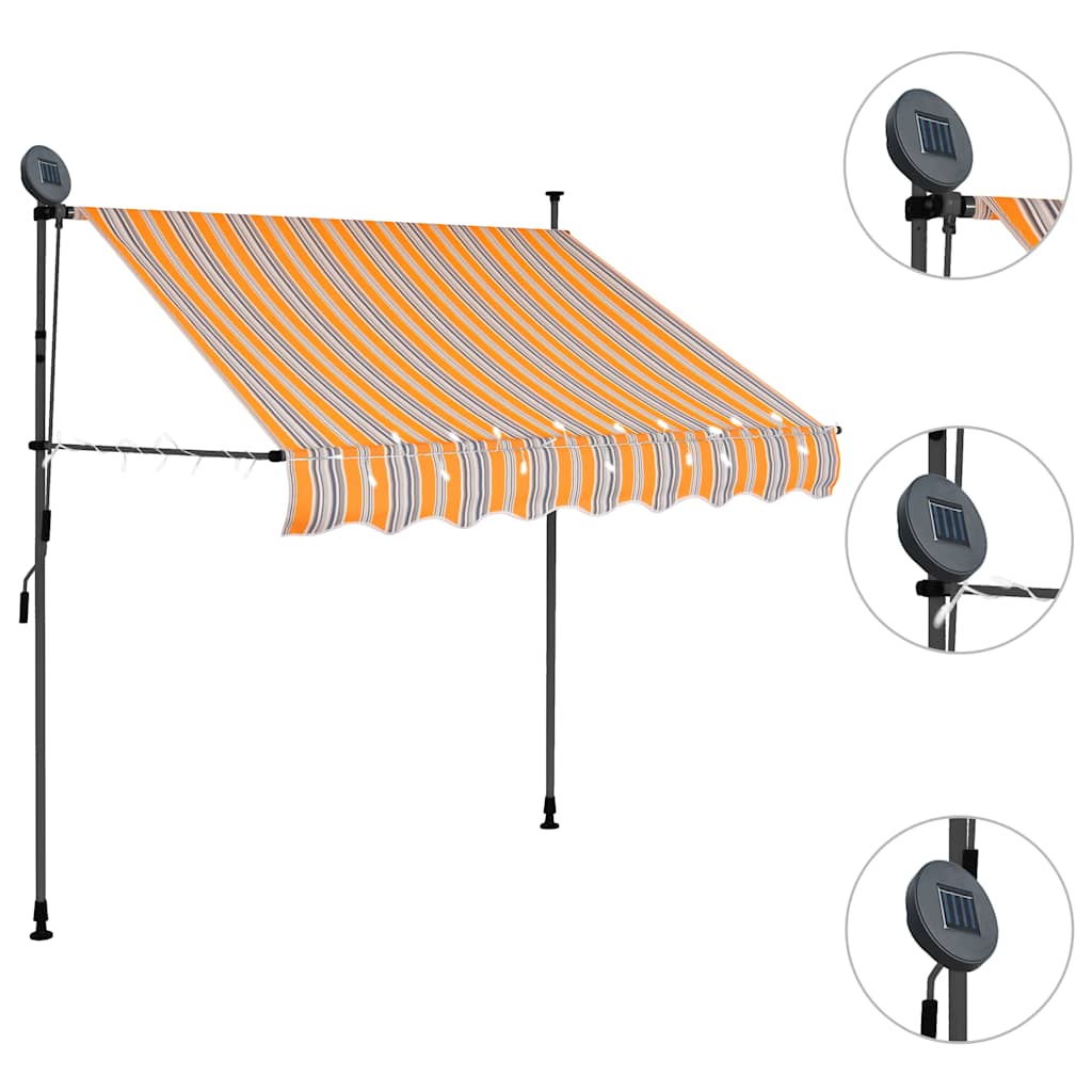 Käsitsi sissetõmmatav varikatus, LED, 150 cm, kollane ja sinine