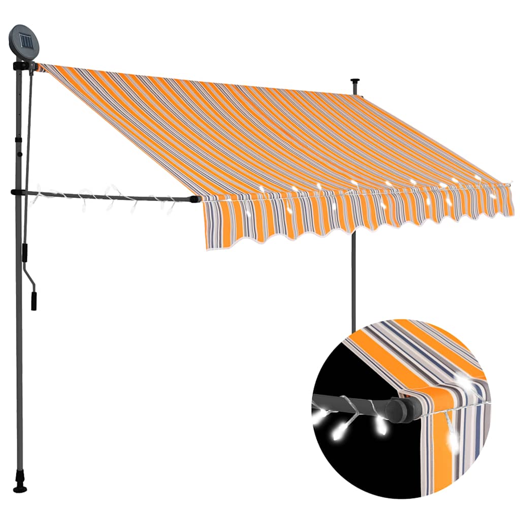 Käsitsi sissetõmmatav varikatus, LED, 300 cm, kollane ja sinine