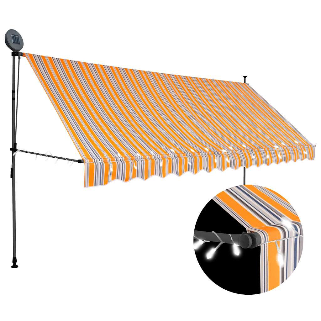 Käsitsi sissetõmmatav varikatus, LED, 400 cm, kollane ja sinine