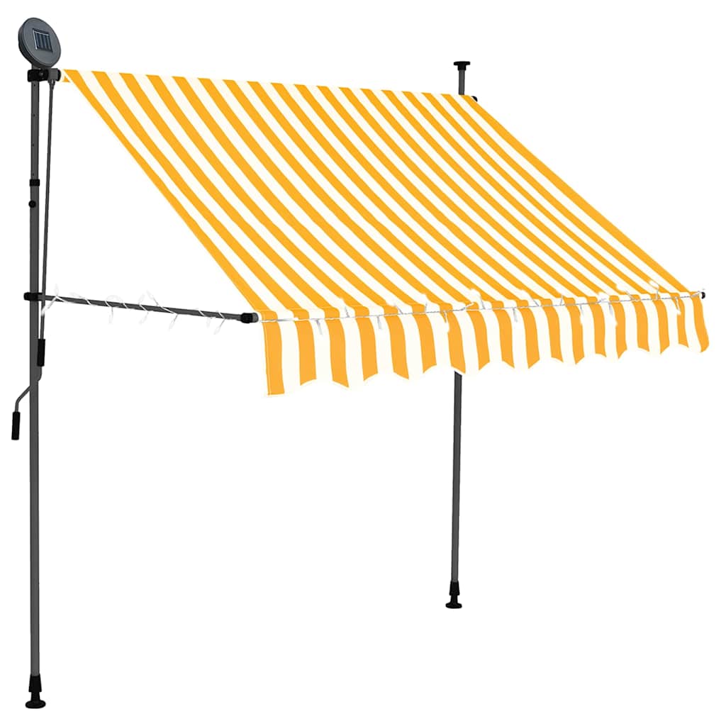 Käsitsi sissetõmmatav varikatus, LED, 150 cm, valge ja oranž