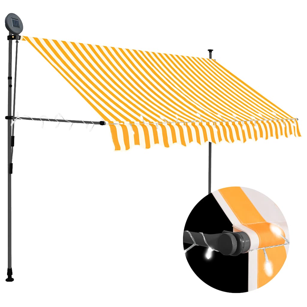 Käsitsi sissetõmmatav varikatus, LED, 300 cm, valge ja oranž