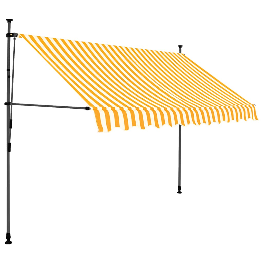 Käsitsi sissetõmmatav varikatus, LED, 300 cm, valge ja oranž